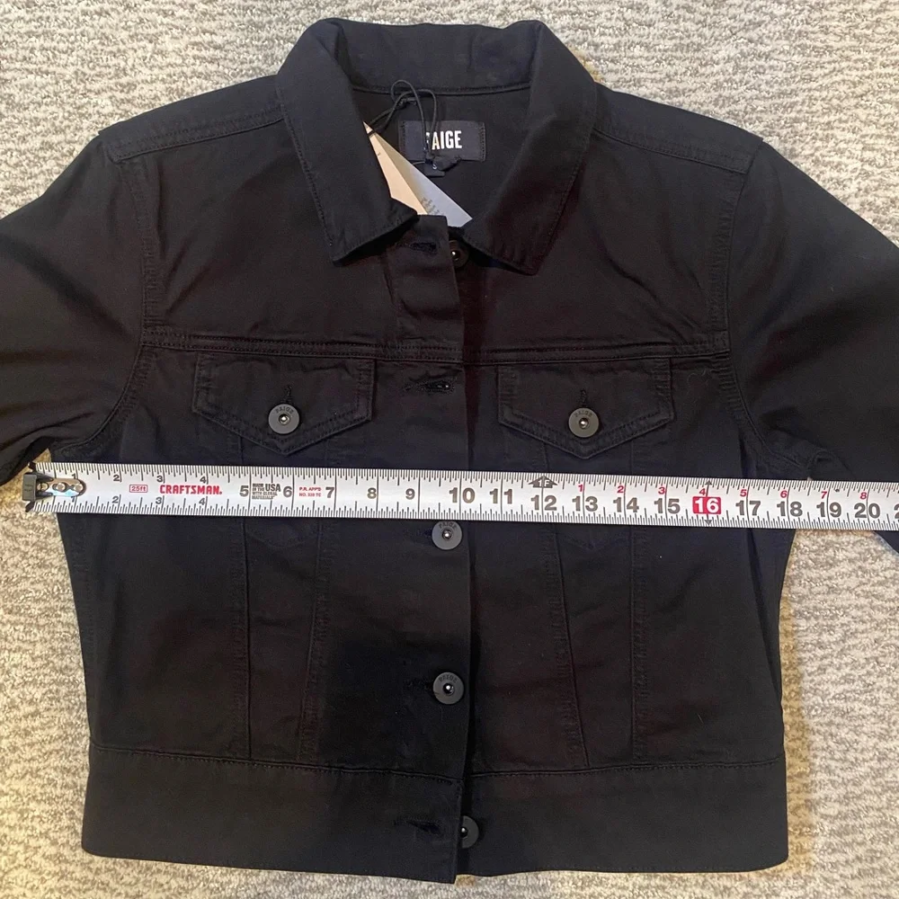 PAIGE Black Denim-Style Jacket NWT Small Luxury Cotton - Picture 4 of 7